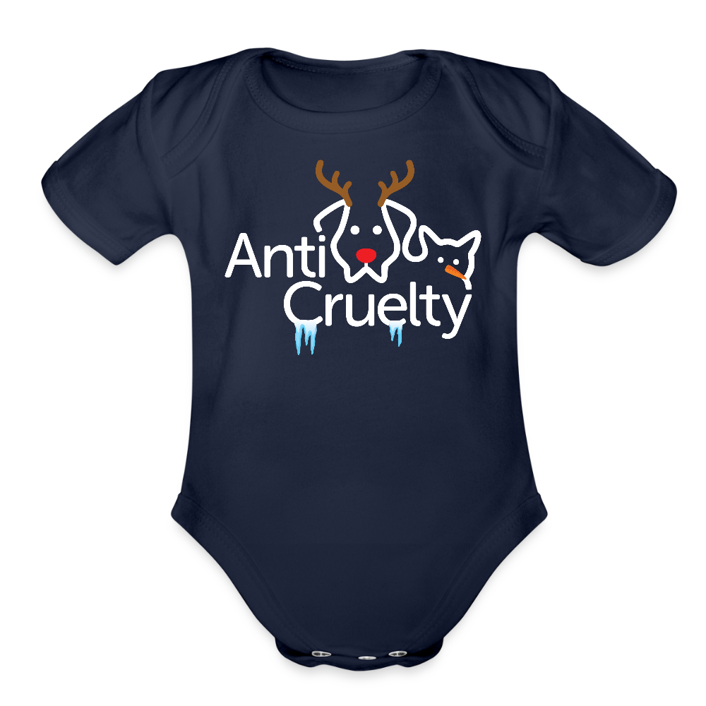 2025 Anti-Cruelty Holiday Sleeve Baby Bodysuit - dark navy