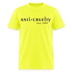 Load image into Gallery viewer, Anti-Cruelty 70's Retro Logo T-Shirt - safety green
