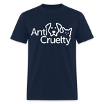 Load image into Gallery viewer, Anti-Cruelty White Logo Shirt - navy
