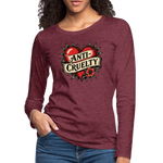 Load image into Gallery viewer, Anti-Cruelty Retro Heart Women's Long Sleeve T-Shirt - heather burgundy
