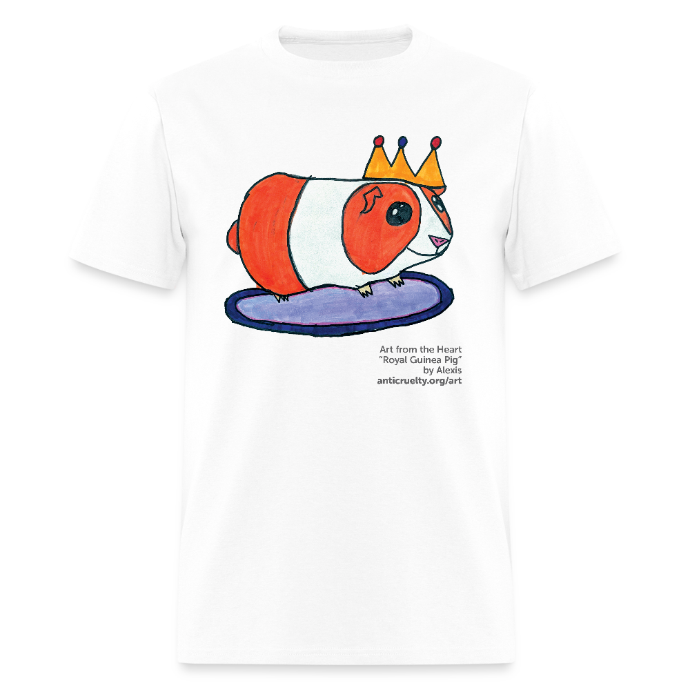 "Royal Guinea Pig" Art From The Heart Adult T-Shirt - white