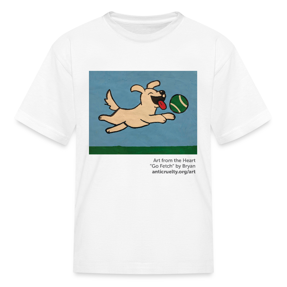 "Go Fetch" Art From The Heart Kids' T-Shirt - white