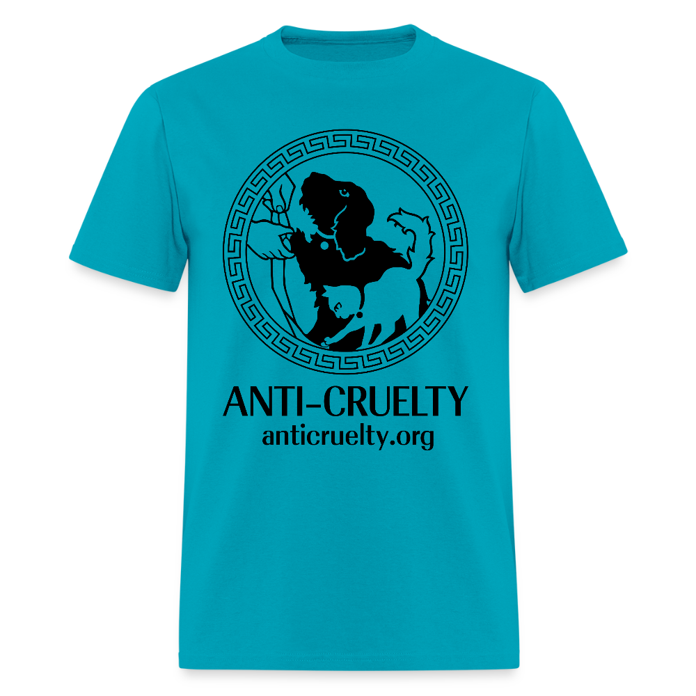 "Vintage Anti-Cruelty Greek Key" Bright Unisex Classic T-Shirt - turquoise