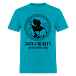 Load image into Gallery viewer, &quot;Vintage Anti-Cruelty Greek Key&quot; Bright Unisex Classic T-Shirt - turquoise
