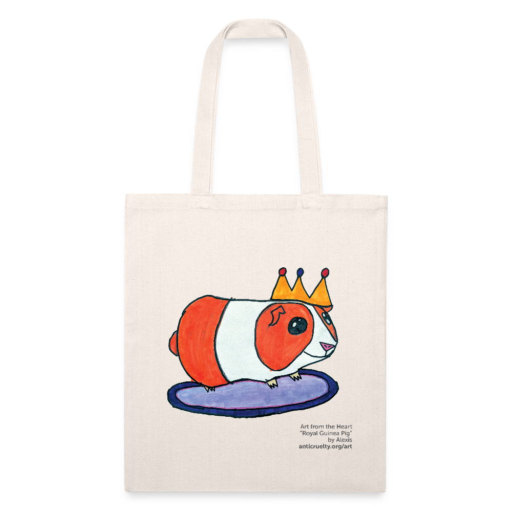 "Royal Guinea Pig" Art From The Heart Recycled Tote Bag - natural