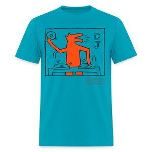 "DJ Dog" Art From The Heart Adult T-Shirt - turquoise