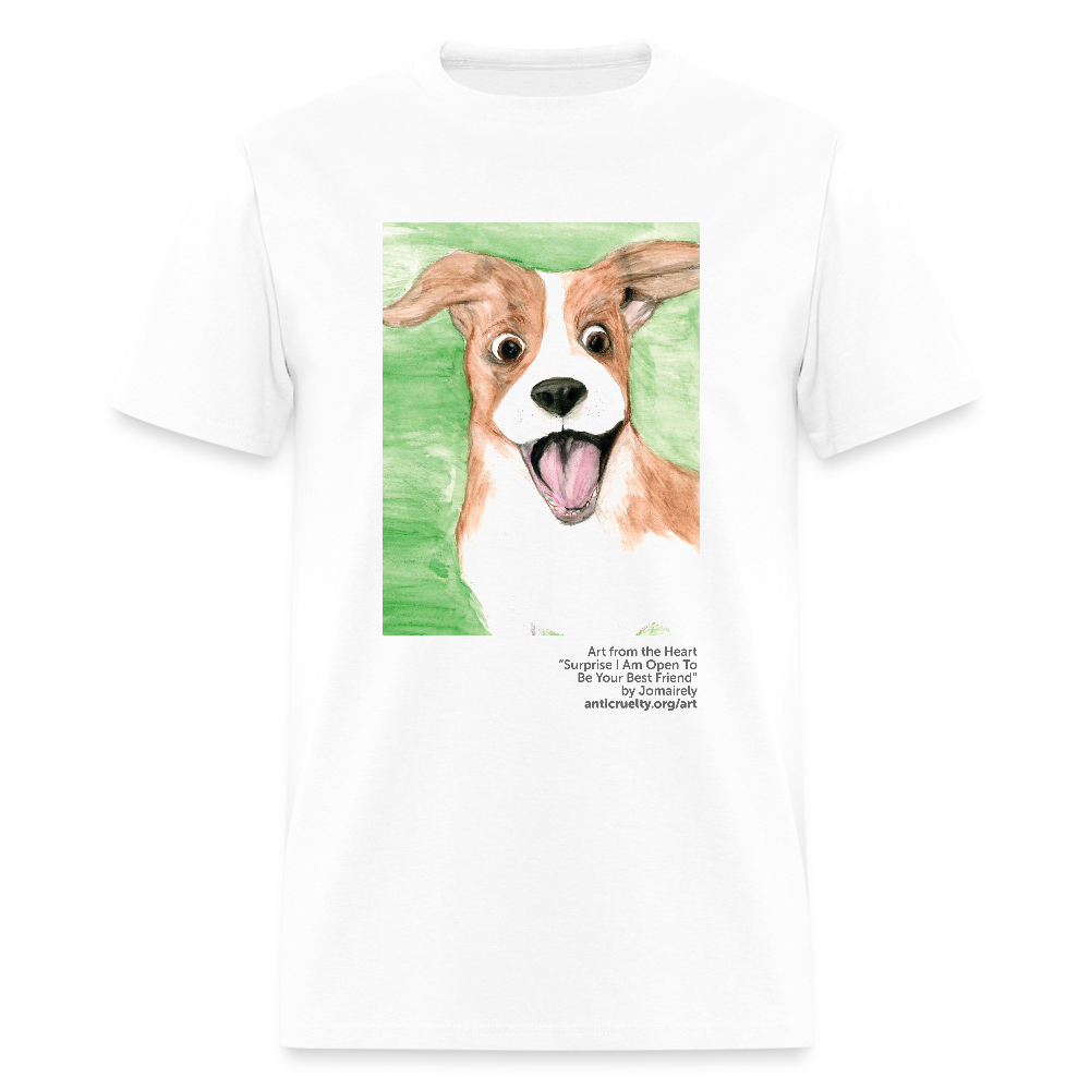 "Surprise…" Art From The Heart Adult T-Shirt - white
