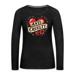 Load image into Gallery viewer, Anti-Cruelty Retro Heart Women's Long Sleeve T-Shirt - charcoal grey
