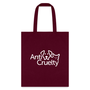 Anti-Cruelty Logo Tote Bag - burgundy