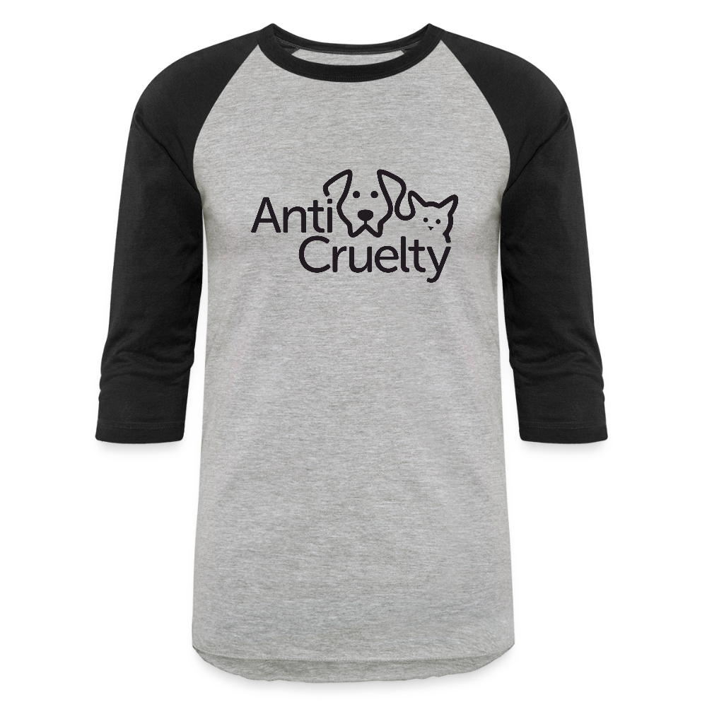 Anti-Cruelty Baseball T-Shirt - heather gray/black