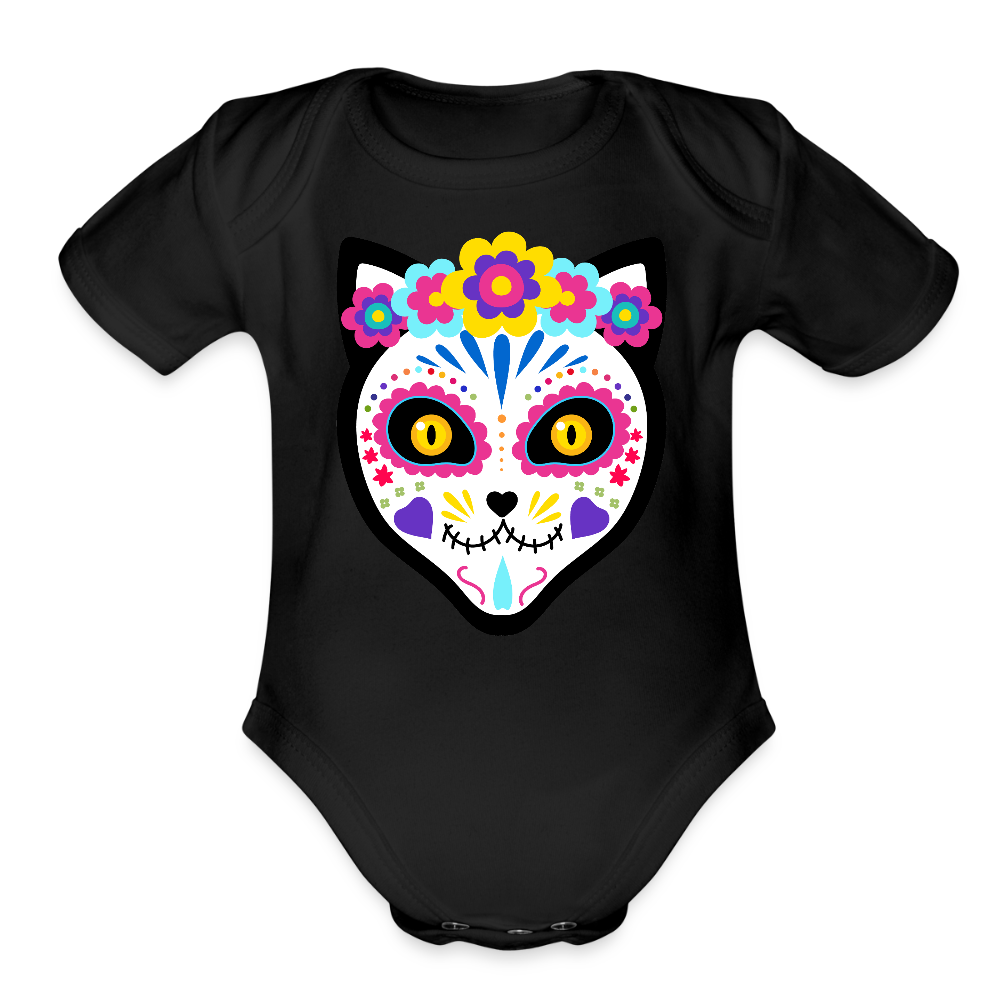 Día de los Meowertos Baby Bodysuit - black