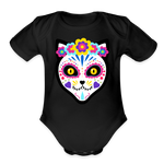 Load image into Gallery viewer, Día de los Meowertos Baby Bodysuit - black
