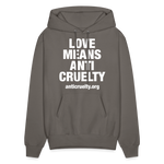 Load image into Gallery viewer, Love Means Anti-Cruelty Hoodie - asphalt gray
