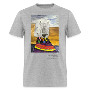 "Tiger In A Sweater" Art From The Heart Adult T-Shirt - heather gray