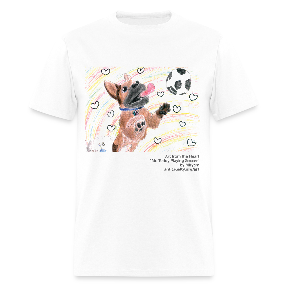 "Mr. Teddy Playing Soccer" Art From The Heart Shirt - white