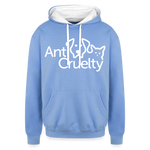 Load image into Gallery viewer, Anti-Cruelty Valentine's Day Logo Contrast Hoodie - sky blue/white
