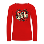 Load image into Gallery viewer, Anti-Cruelty Retro Heart Women's Long Sleeve T-Shirt - red

