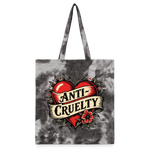 Load image into Gallery viewer, Anti-Cruelty Retro Heart Tie Dye Tote Bag - stormy ash
