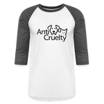 Load image into Gallery viewer, Anti-Cruelty Baseball T-Shirt - white/charcoal
