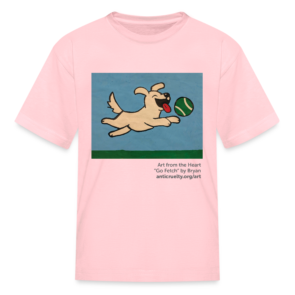 "Go Fetch" Art From The Heart Kids' T-Shirt - pink