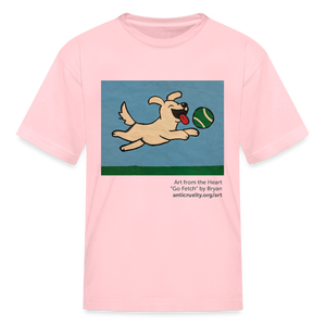 "Go Fetch" Art From The Heart Kids' T-Shirt - pink