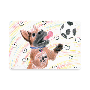 "Mr. Teddy Playing Soccer" Art From The Heart Rectangle Magnet - white