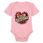 Load image into Gallery viewer, Anti-Cruelty Retro Heart Organic Baby Bodysuit - light pink
