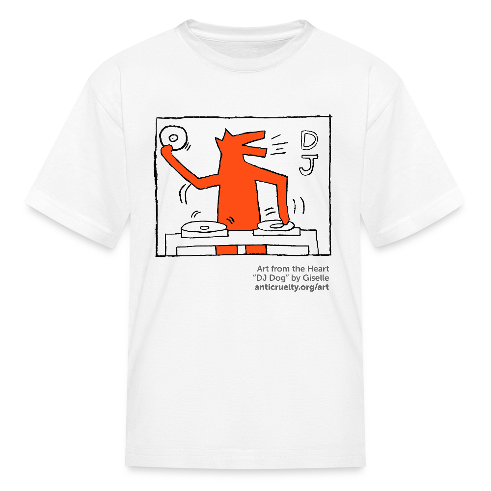 "DJ Dog" Art From The Heart Kids' T-Shirt - white