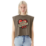 Load image into Gallery viewer, Anti-Cruelty Retro Heart Women´s Muscle Tank Top - faded brown
