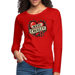 Load image into Gallery viewer, Anti-Cruelty Retro Heart Women's Long Sleeve T-Shirt - red
