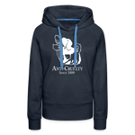 Load image into Gallery viewer, Anti-Cruelty 90's Retro Logo Women’s Hoodie - navy
