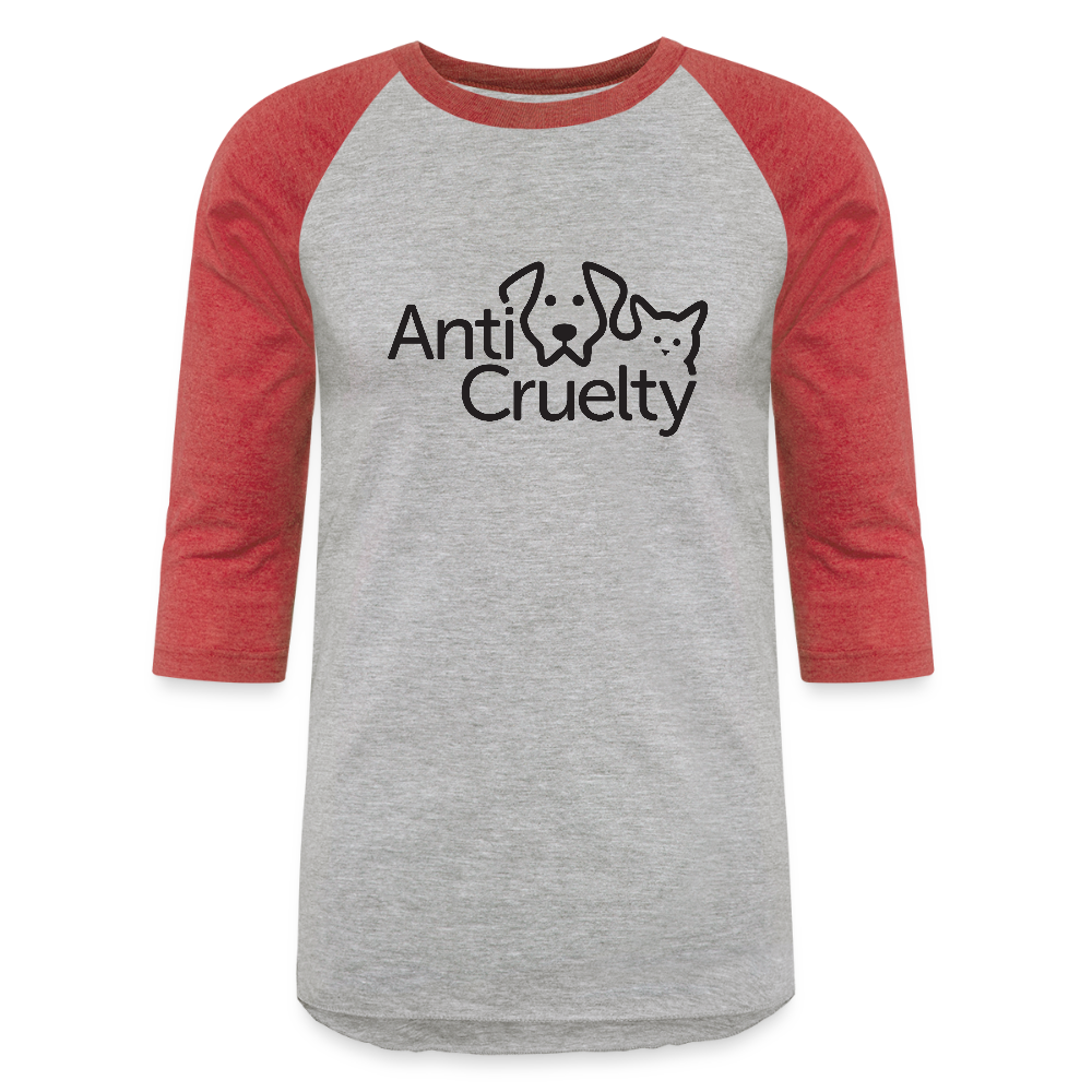 Anti-Cruelty Baseball T-Shirt - heather gray/red