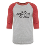 Load image into Gallery viewer, Anti-Cruelty Baseball T-Shirt - heather gray/red
