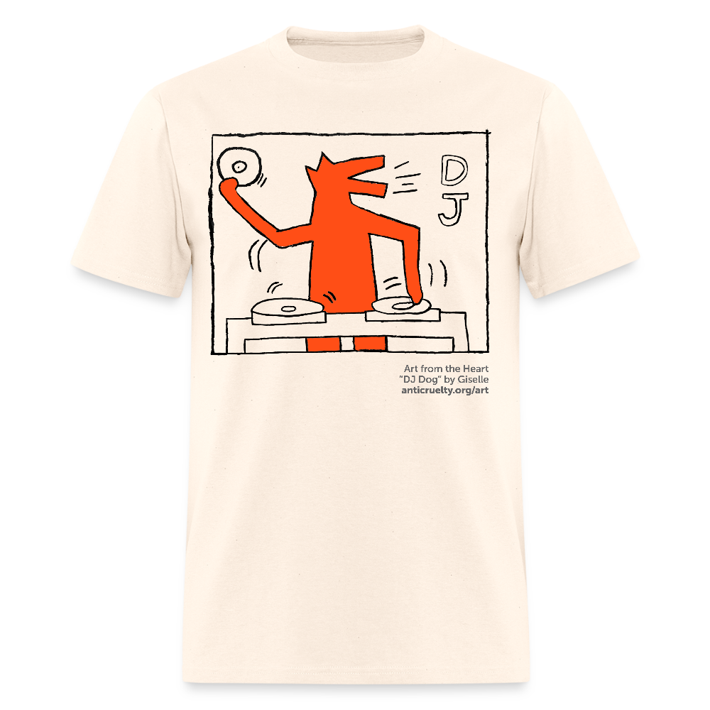 "DJ Dog" Art From The Heart Adult T-Shirt - natural