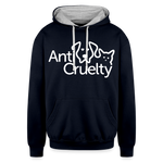 Load image into Gallery viewer, Anti-Cruelty Valentine's Day Logo Contrast Hoodie - navy/heather gray
