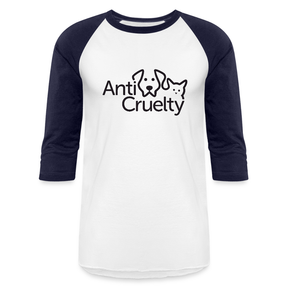 Anti-Cruelty Baseball T-Shirt - white/navy