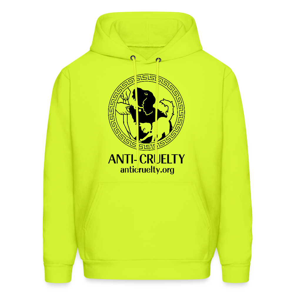 "Vintage Anti-Cruelty Greek Key" Bright Hoodie - safety green