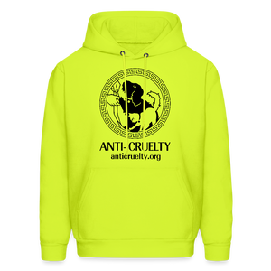 "Vintage Anti-Cruelty Greek Key" Bright Hoodie - safety green