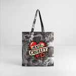 Load image into Gallery viewer, Anti-Cruelty Retro Heart Tie Dye Tote Bag - stormy ash

