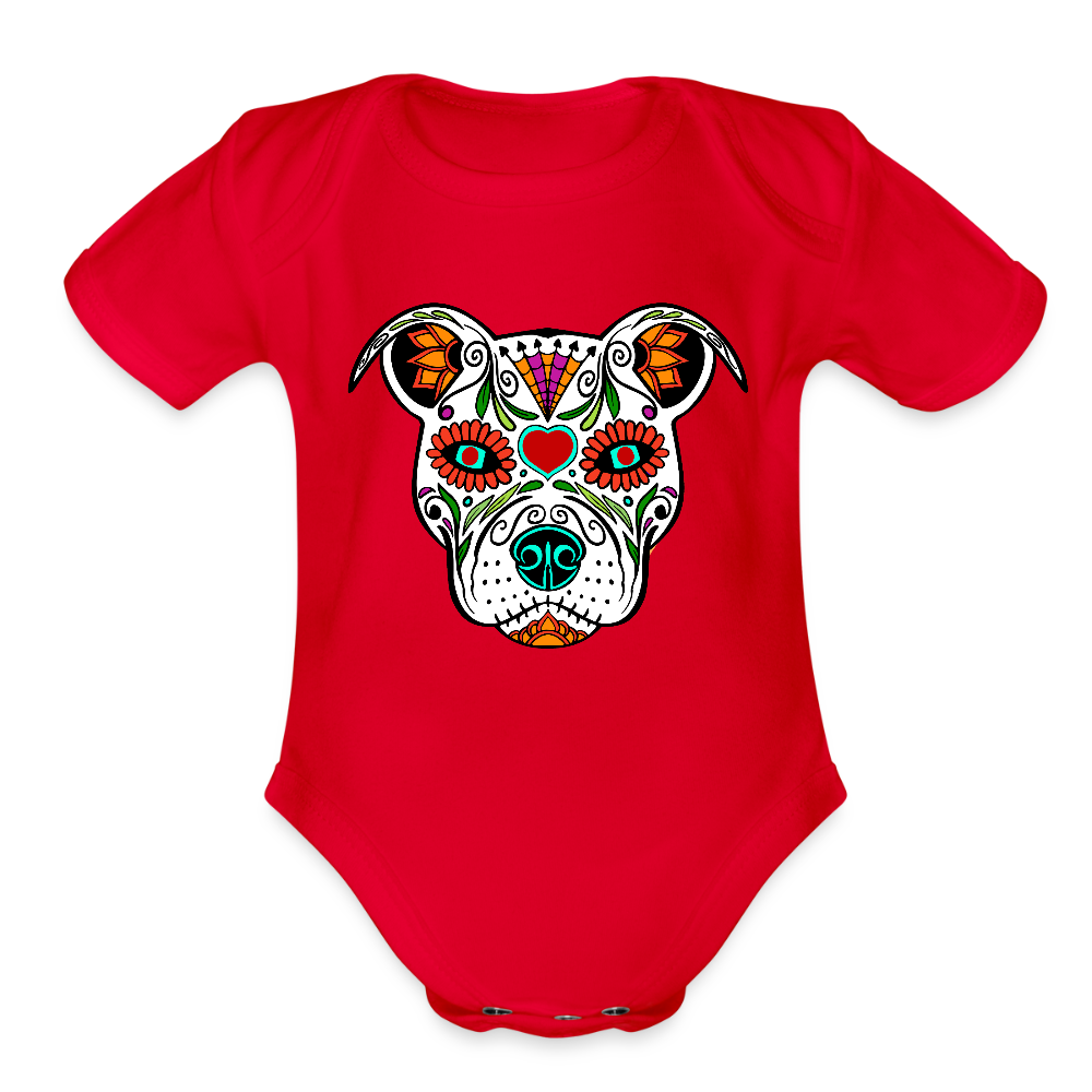 Día de los Doggie Baby Bodysuit - red