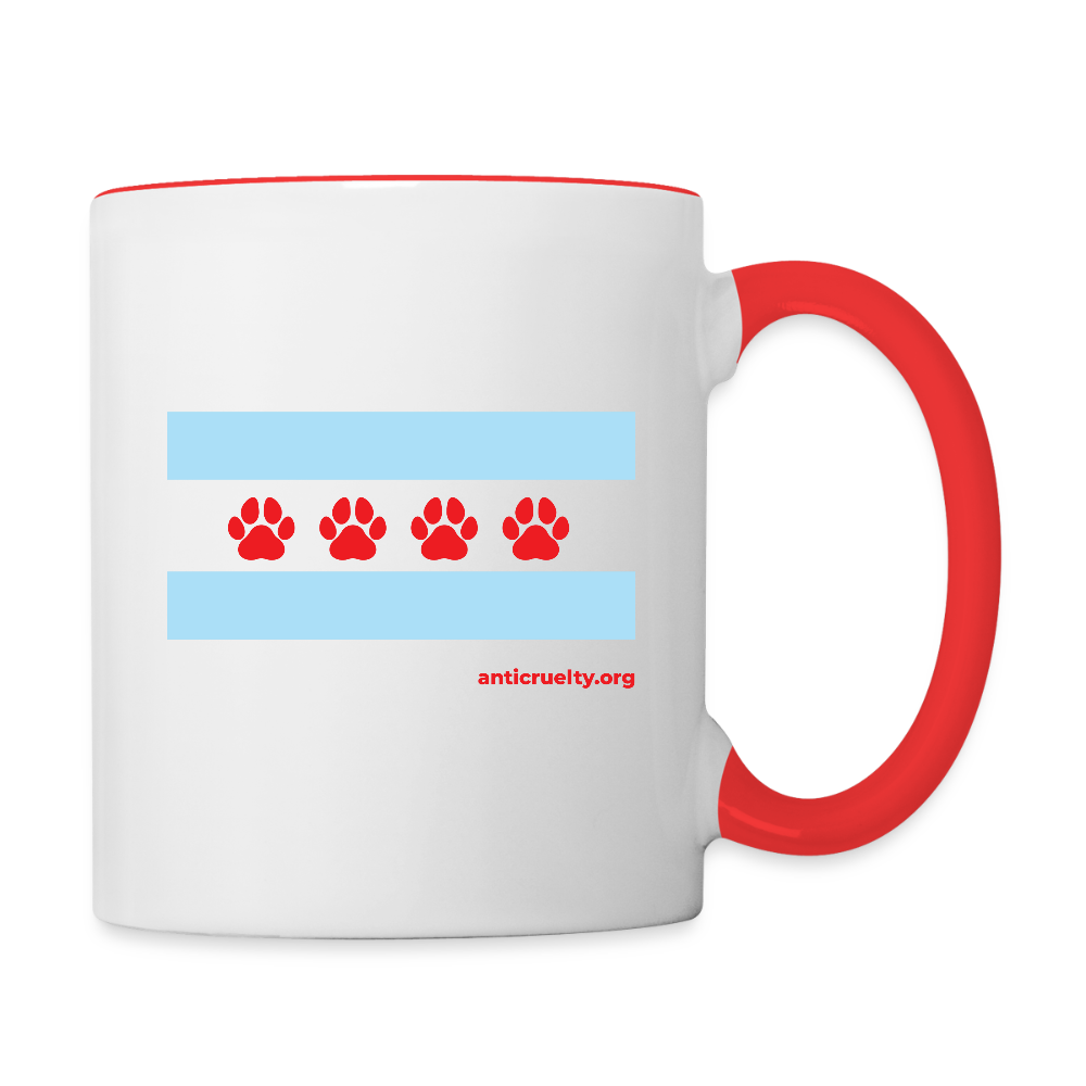 "Chicago Paw Flag" Contrast Coffee Mug - white/red