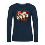 Load image into Gallery viewer, Anti-Cruelty Retro Heart Women's Long Sleeve T-Shirt - deep navy
