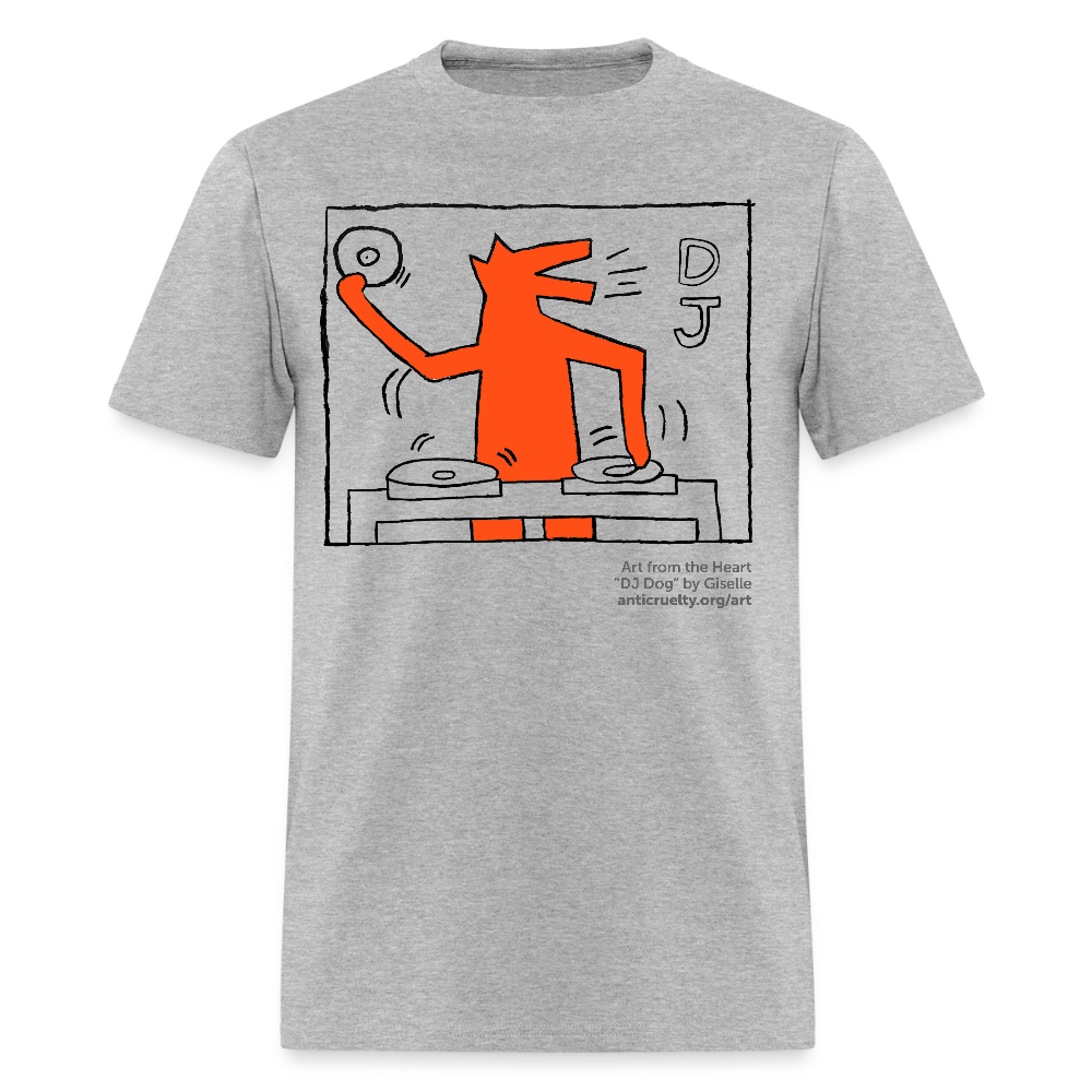 "DJ Dog" Art From The Heart Adult T-Shirt - heather gray