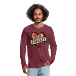 Load image into Gallery viewer, Anti-Cruelty Retro Heart Men's Long Sleeve T-Shirt - heather burgundy
