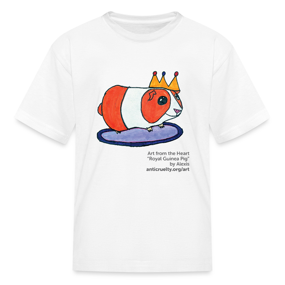 "Royal Guinea Pig" Art From The Heart Kids' T-Shirt - white