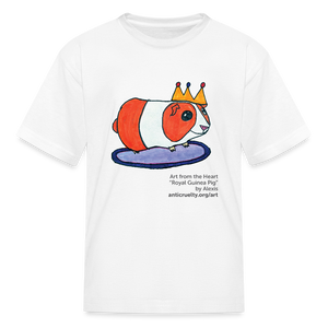 "Royal Guinea Pig" Art From The Heart Kids' T-Shirt - white