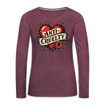 Load image into Gallery viewer, Anti-Cruelty Retro Heart Women's Long Sleeve T-Shirt - heather burgundy
