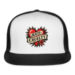 Load image into Gallery viewer, Anti-Cruelty Retro Heart Trucker Hat - white/black
