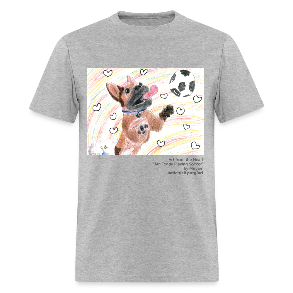 "Mr. Teddy Playing Soccer" Art From The Heart Shirt - heather gray