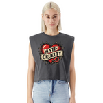 Load image into Gallery viewer, Anti-Cruelty Retro Heart Women´s Muscle Tank Top - faded black
